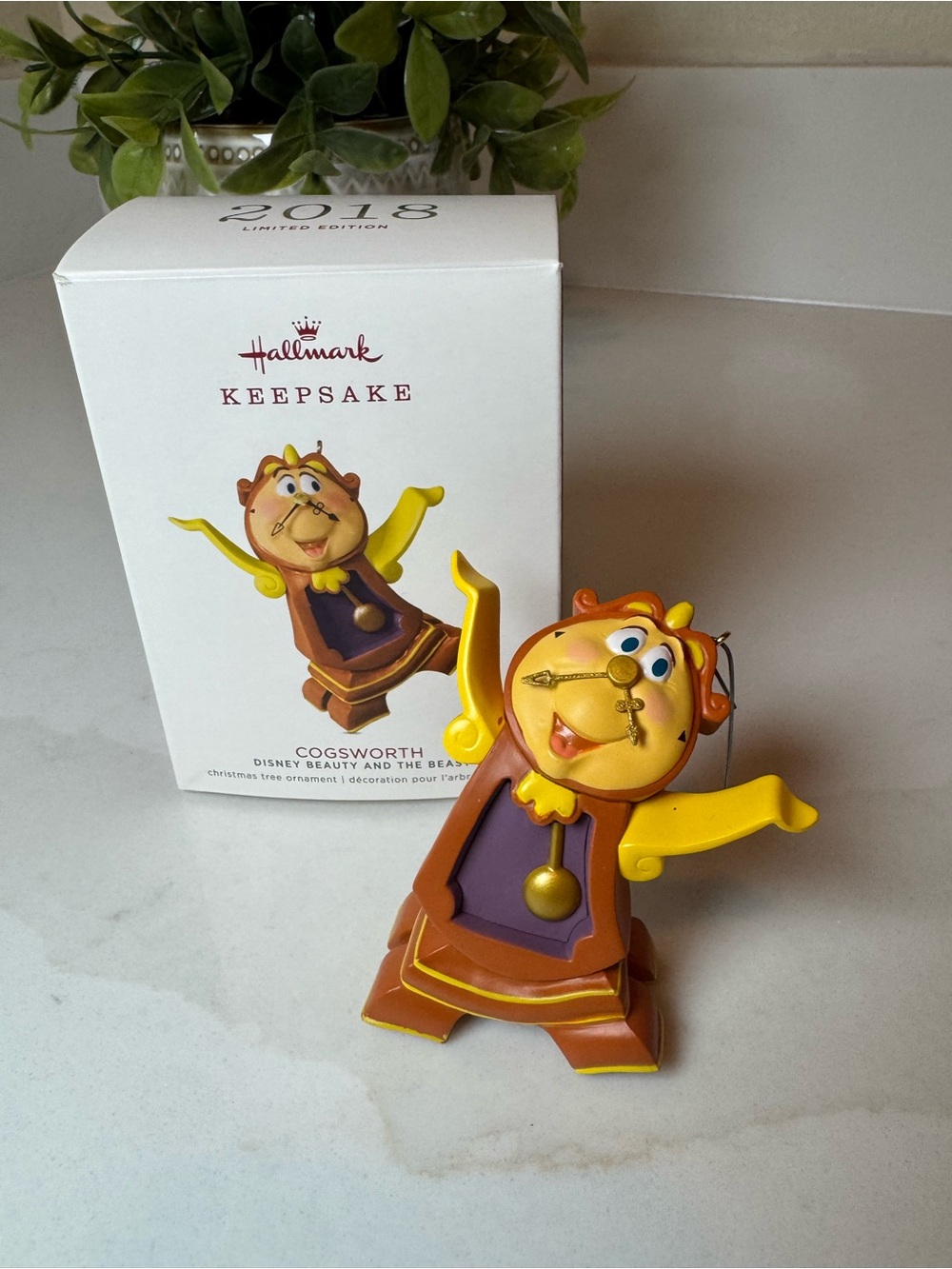 Hallmark Keepsake Disney Beauty & the Beast Cogsworth 2018 Limited Edition
